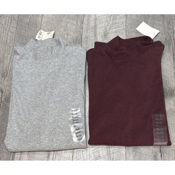 Vintage High Neck Shirts Mens Small Knit‎ Long Sleeve Lot of 2 Retro 90s NEW - Picture 11 of 11